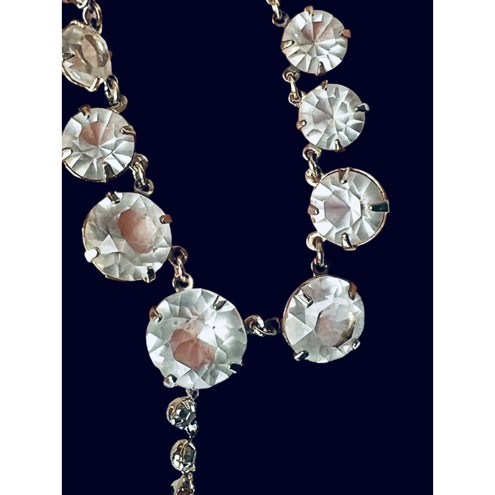 Clear Crystal Rhinestone Necklace open back Riviere style Vintage - Picture 2 of 10